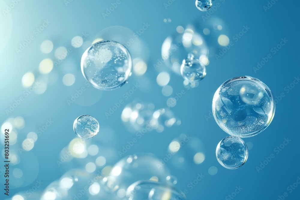 Majestic Airborne Bubbles Soaring Through the Serene Azure Expanse.