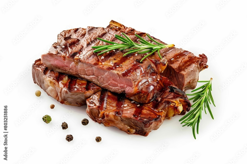 succulent slices of tender grilled beef isolated on clean white background 3d illustration