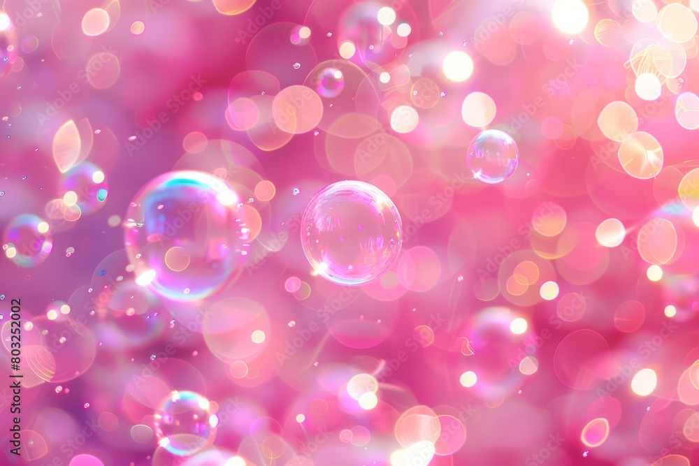 Ethereal Bubbles Floating in a Pink Radiant Glow of a Dreamy Wonderland. Ethereal Bubbles Floating in a Pink Radiant Glow of a Dreamy Wonderland.