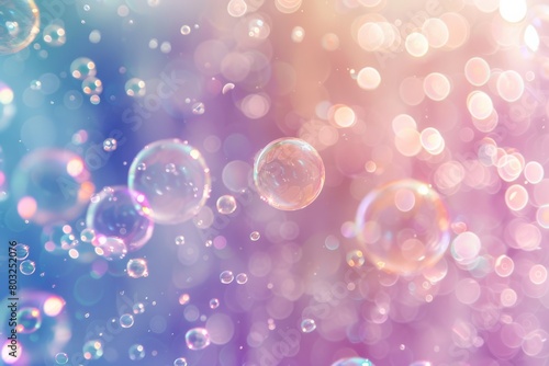 Serene Bubbles Floating Through a Pastel-Colored Bokeh Dreamscape.