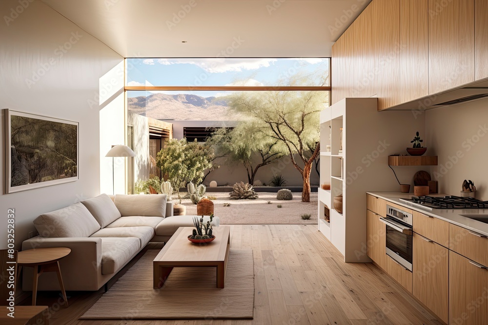 Cozy Desert Home Interior with Natural Light and Sustainable Wood Kitchen Cozy Desert Home Interior with Natural Light and Sustainable Wood Kitchen