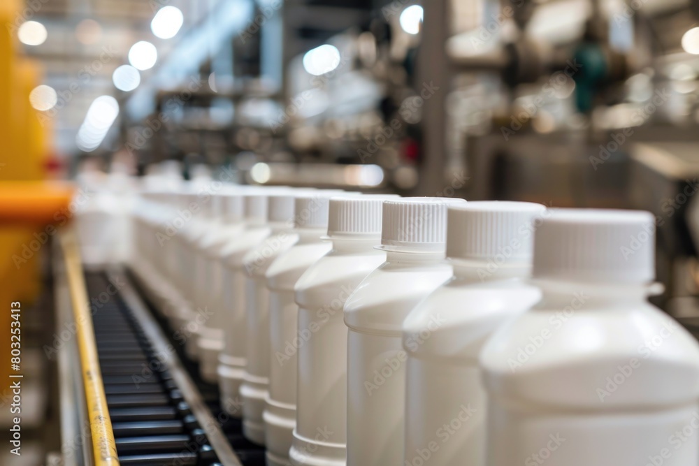 A line of bottles on a conveyor belt. Suitable for industrial concepts A line of bottles on a conveyor belt. Suitable for industrial concepts