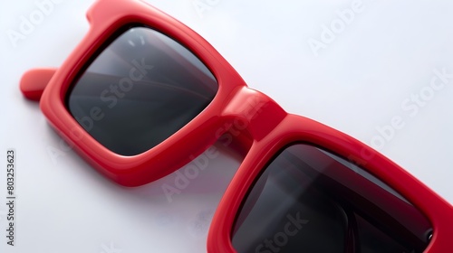 Retro-Inspired Red Square Sunglasses with Black and Elegant Finishing Touches photo