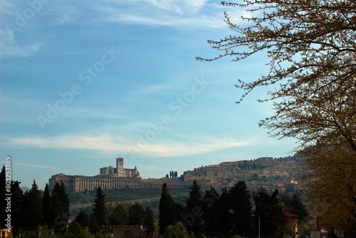 Italy, Umbria, Perugia: Foreshortening of Assisi.