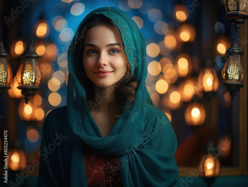Beautiful woman celebrating ramadan festival