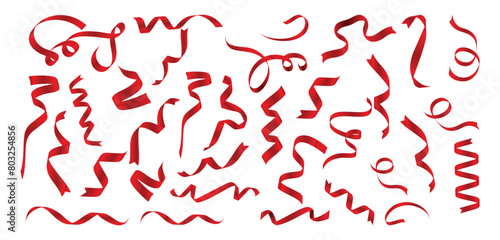 Smooth, realistic red ribbon collection.