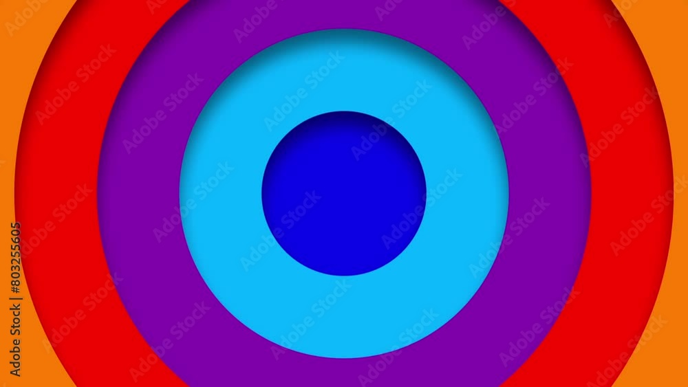 Rainbow color circles growing from center. Seamless loop animation. Abstract circle shape motion graphics background. Rainbow color circles growing from center. Seamless loop animation. Abstract circle shape motion graphics background.