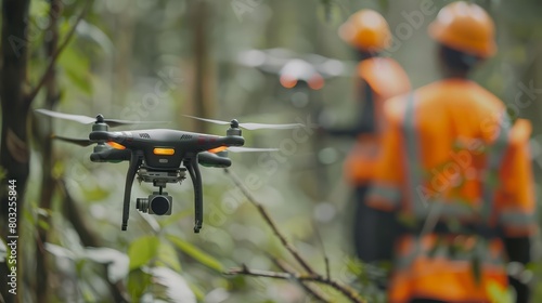 Wallpaper Mural A drone flies through a forest, capturing images of the trees and the surrounding area Torontodigital.ca