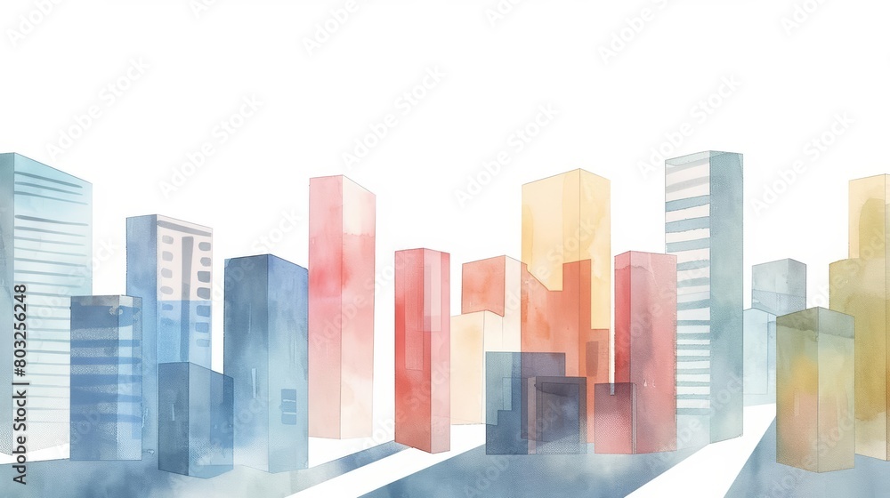 Aquarelle painting of a modern city. Aquarelle painting of a modern city.