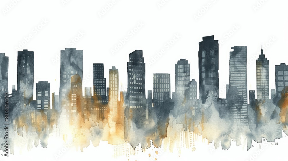 Fototapeta premium A watercolor painting of a cityscape