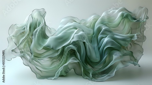 Delicate Green Textile with Vibrant and Dynamic Motion