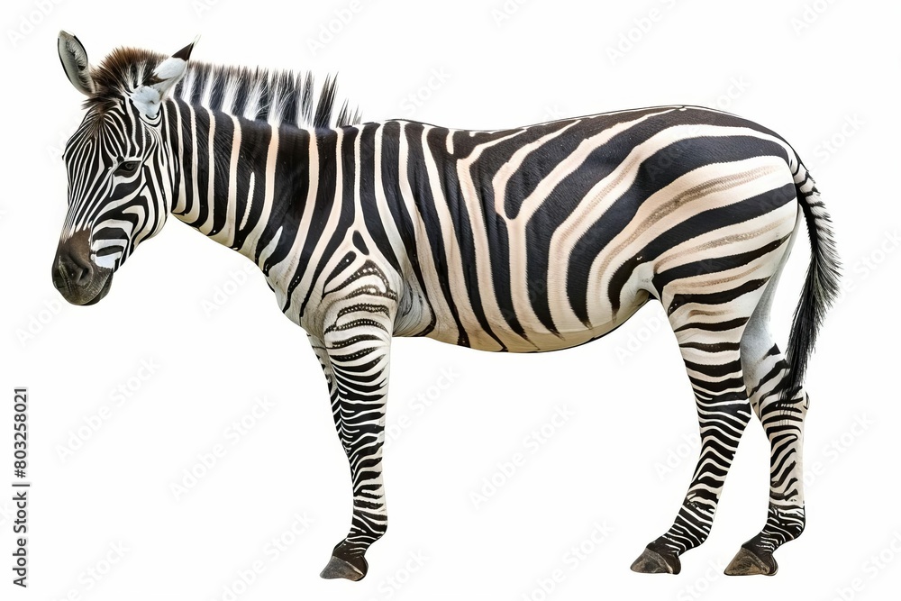 Fototapeta premium zebra isolated on white background striking black and white stripes