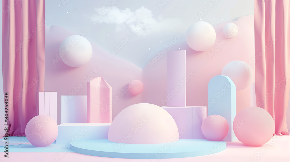Modern 3D world background, minimalist aesthetic with soft geometric shapes and a pastel color palette Modern 3D world background, minimalist aesthetic with soft geometric shapes and a pastel color palette
