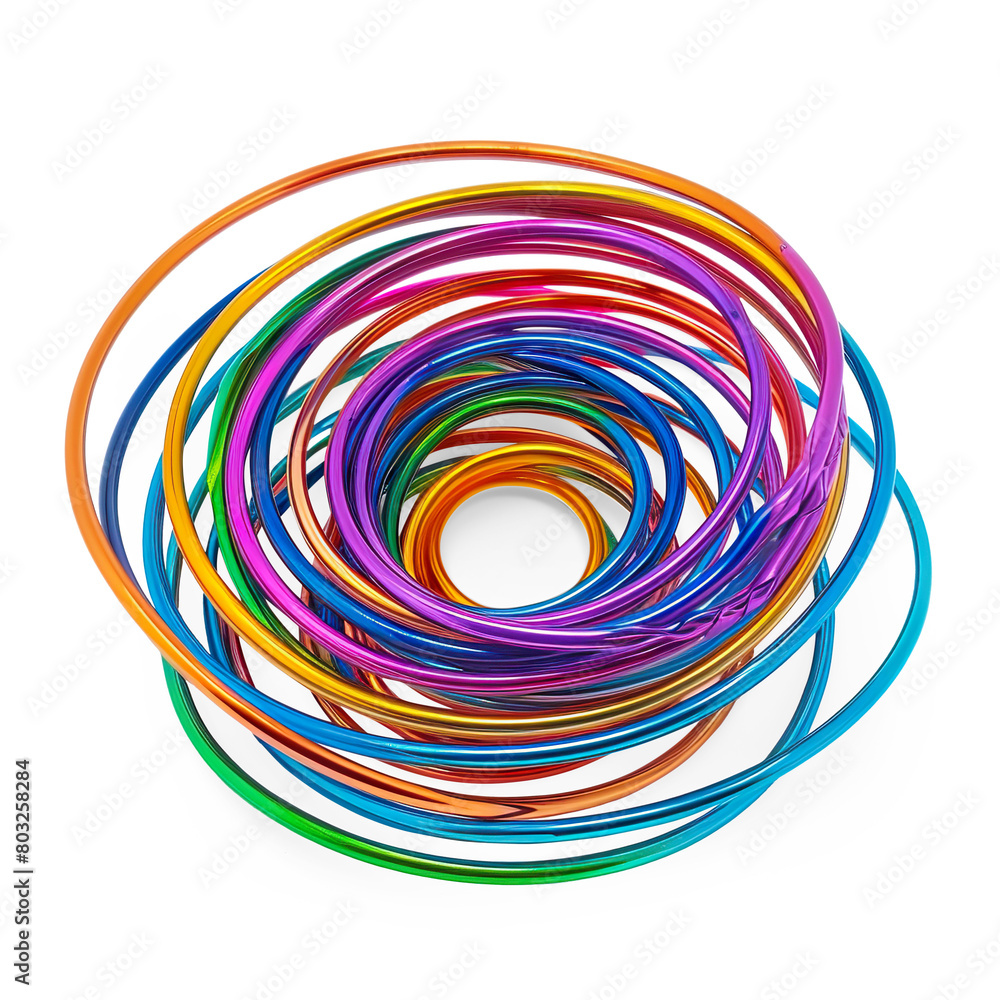 Rainbow colored wire spiral toy isolated on a transparent background
Rainbow colored wire spiral toy isolated on a transparent background