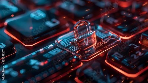 A glowing padlock sits on a computer keyboard, symbolizing the importance of cybersecurity.