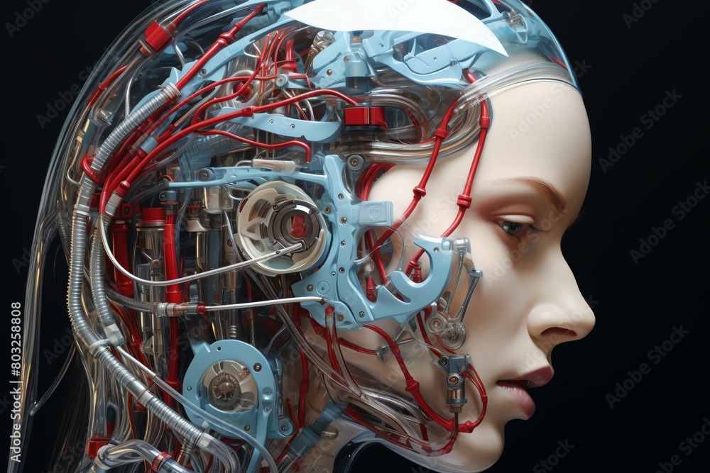 Fototapeta premium Generate a photorealistic image of a female cyborg