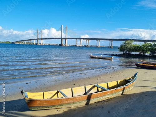 Aracaju-Barra dos Coqueiros Bridge and fishing boats photo