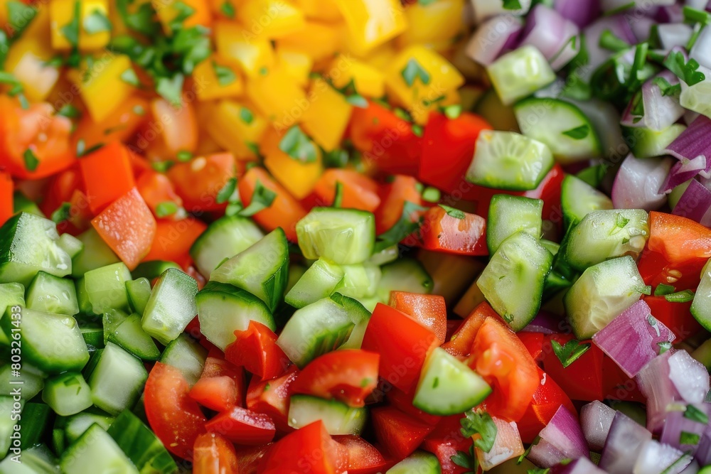Freshly chopped vegetables on a plate, suitable for healthy eating concepts Freshly chopped vegetables on a plate, suitable for healthy eating concepts