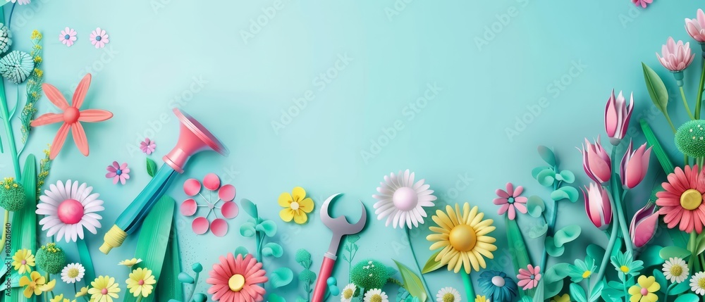 Create a whimsical garden scene with an pastel color palette Create a whimsical garden scene with an pastel color palette