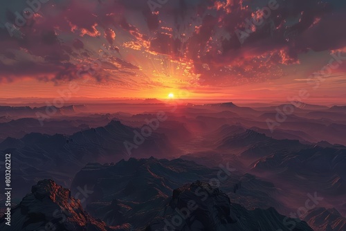 A beautiful sunset over a mountain range