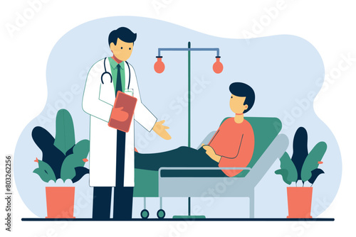 A doctor examines a patient in a clinic setting
