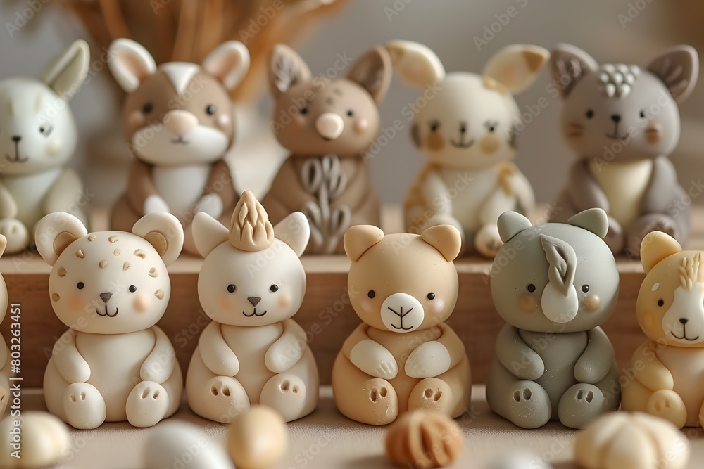 Handmade Polymer Clay Animal Themed Charms with Delicate Intricate Designs on Neutral Background Handmade Polymer Clay Animal Themed Charms with Delicate Intricate Designs on Neutral Background