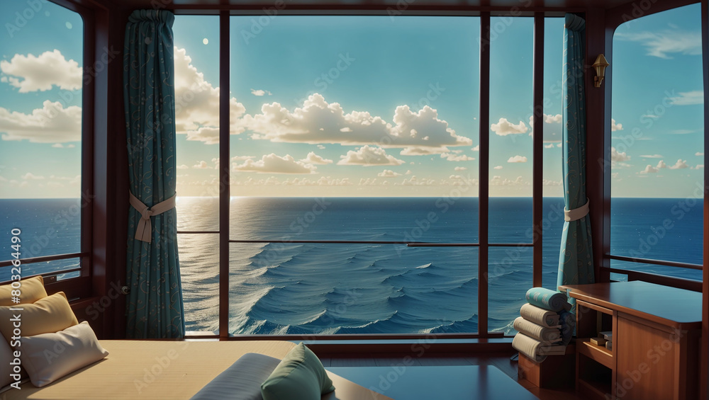 A view of the ocean from an airplane window.

