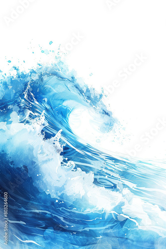 Celestial sky blue gentle wave illustration, perfectly isolated on a white background, HD quality.
