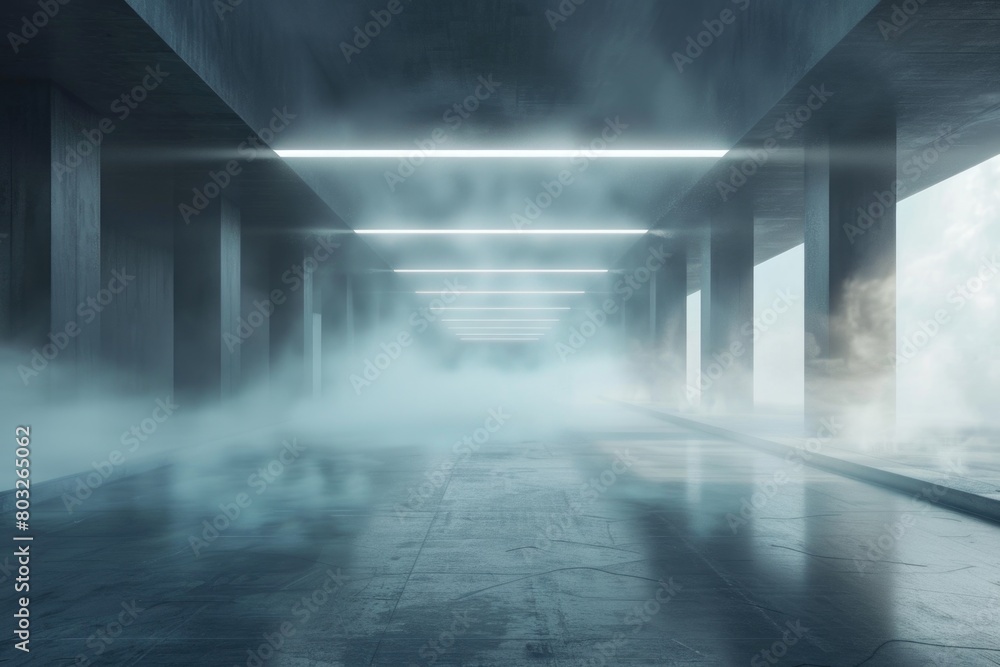 A room filled with smoke, creating a mysterious atmosphere. Suitable for various concepts