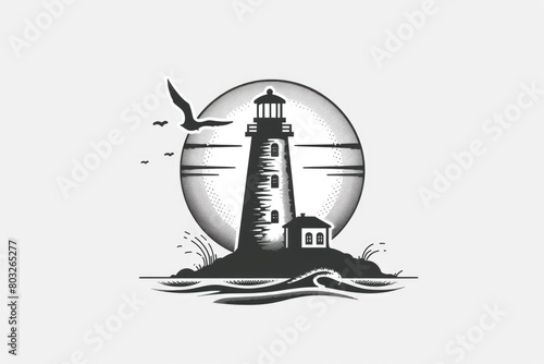 A striking black and white image of a lighthouse. Perfect for various design projects © Fotograf