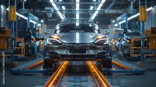 A luxury car manufacturing plant where vehicles are fitted with AI for emotional support photo