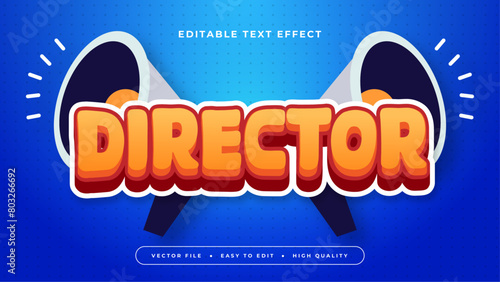 Orange blue and white director 3d editable text effect - font style
