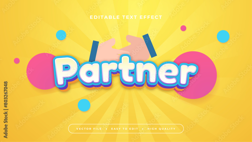 Fototapeta premium Colorful partner 3d editable text effect - font style