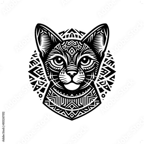 cat silhouette in animal ethnic  polynesia tribal illustration