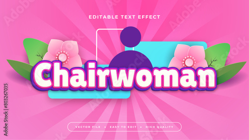 Colorful chairwoman 3d editable text effect - font style