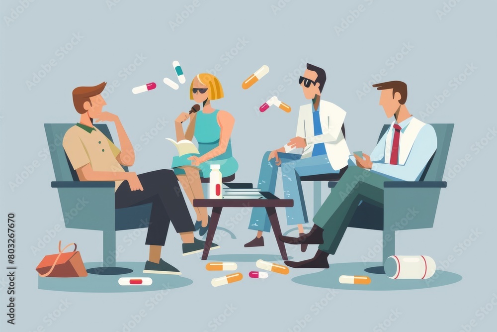 A diverse group of individuals sitting in a circle. Perfect for team building or support group concepts A diverse group of individuals sitting in a circle. Perfect for team building or support group concepts