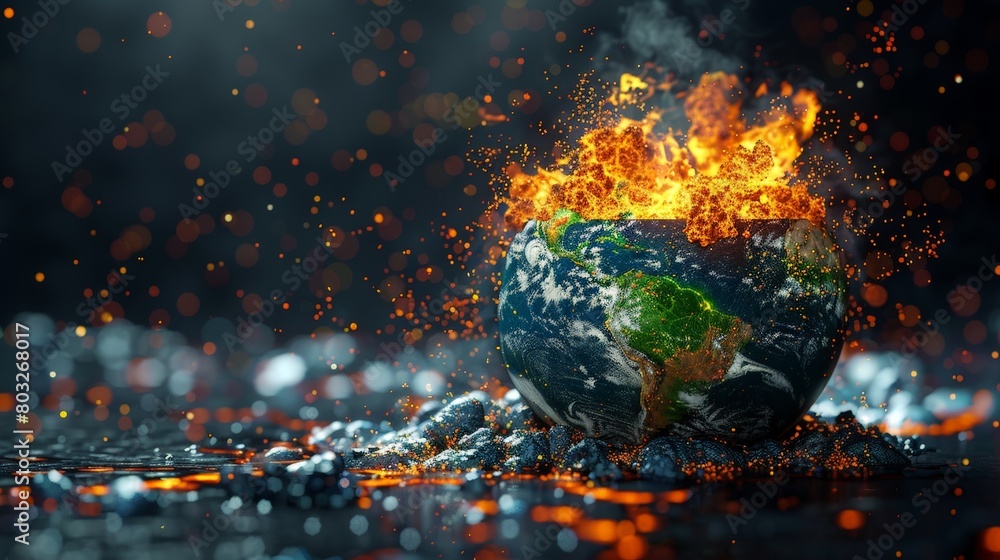 The concept of global warming with Earth in a heat crisis. the earth is boiling in pot. The concept of global warming with Earth in a heat crisis. the earth is boiling in pot.