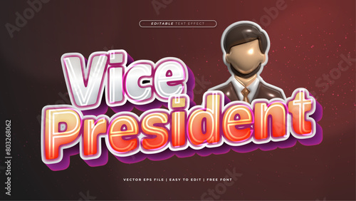Red gray grey and purple violet vice president 3d editable text effect - font style