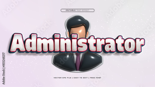 Purple violet white and gray grey administrator 3d editable text effect - font style