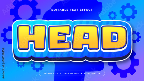 Blue yellow and purple violet head 3d editable text effect - font style