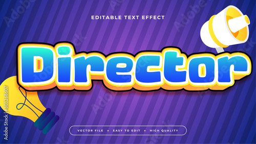 Blue yellow and purple violet director 3d editable text effect - font style