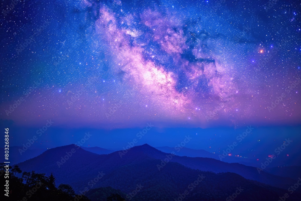 A breathtaking view of the starry night sky from a mountain top. Perfect for astronomy enthusiasts or nature lovers