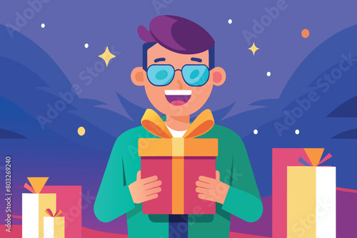 A man holds a gift box in his hands