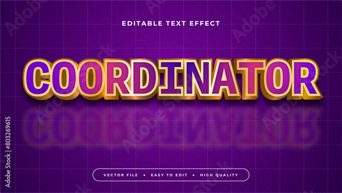 Gold and purple violet coordinator 3d editable text effect - font style