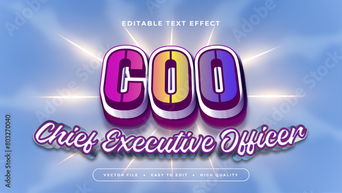 Blue purple violet and yellow COO 3d editable text effect - font style