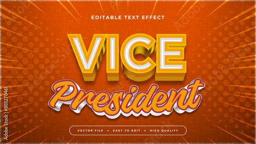 Red orange and gray grey vice president 3d editable text effect - font style