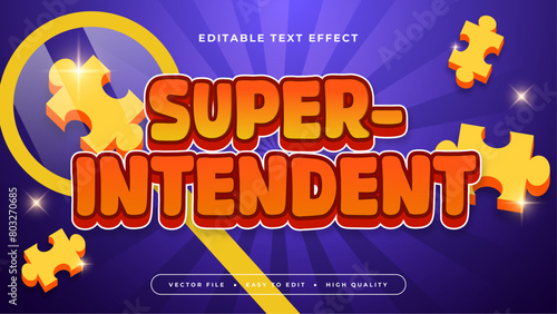 Blue yellow and red superintendent 3d editable text effect - font style