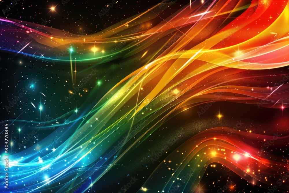 Vibrant abstract background with twinkling stars and glowing lights. Perfect for adding a touch of magic to any project