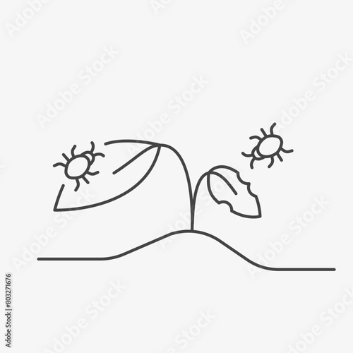 Plant pests line icon. Damage crop for aphid attack. Insect, tick or bug. Vector illustration
