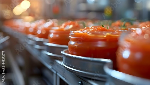Visualizing the Precision Quality of Tomato Paste Production and Packaging Processes. Concept Tomato Paste Production, Quality Control, Packaging Processes, Visual Inspection, Precision Machinery